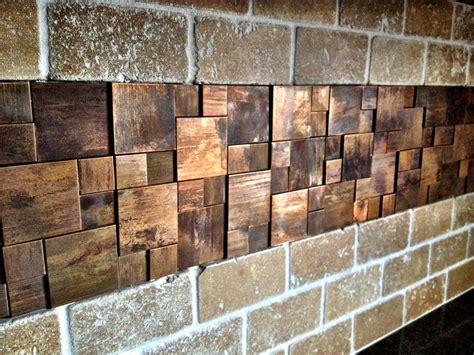 Brick with penny backsplash instead of wood shavings | Metallic ...