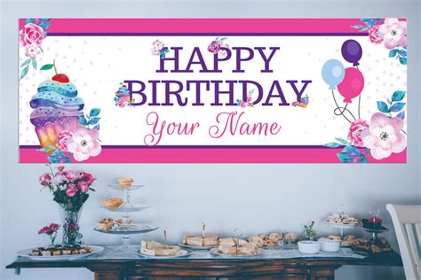 Happy Birthday Banner Name Banner Birthday Sign Custom | Etsy