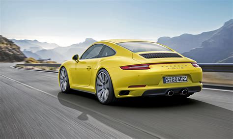 Fonds d'ecran Porsche 2015 911 Carrera 4S Coupe Jaune Arrière Mouvement ...