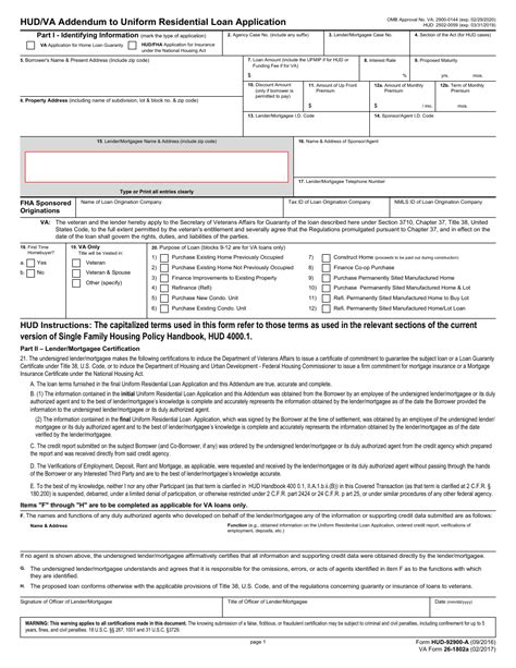 VA Form 26-1802A (HUD-92900-A) - Fill Out, Sign Online and Download ...