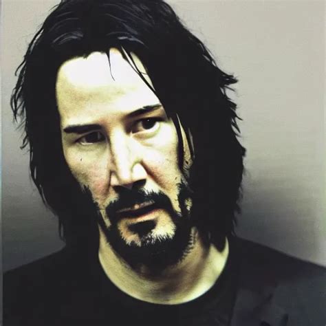 a photo portrait photo of keanu reeves mugshot after | Stable Diffusion ...