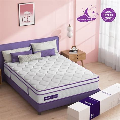 Sersper Purple 12 in. Medium Firm Memory Foam Hybrid 5-Zone Innerspring ...