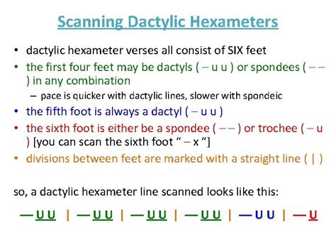 Introduction to Meter Scansion Meter Dactylic Hexameter all