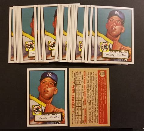 Lot of 25 Mickey Mantle 1952 Topps Rookie Reprint Cards New - Etsy