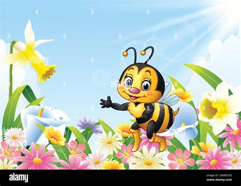 Animated Bees On Flowers