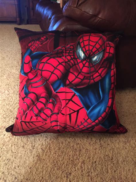 26x26 pillow, cover is made from a man's XL shirt. | Pillows, Spiderman ...