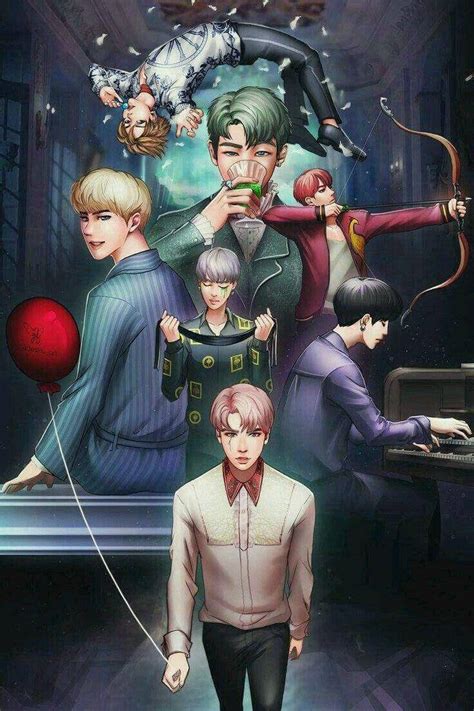 Download Bts Anime Blood Sweat And Tears Fanart Wallpaper | Wallpapers.com