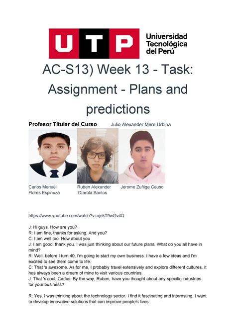 AC-S13) Week 13 - Task Assignment - Plans and predictions - AC-S13 ...