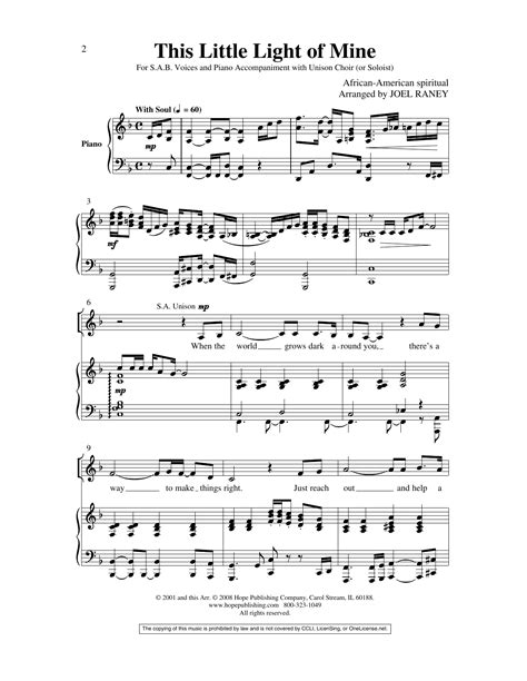 This Little Light of Mine by Joel Raney Sheet Music for SAB Choir at ...