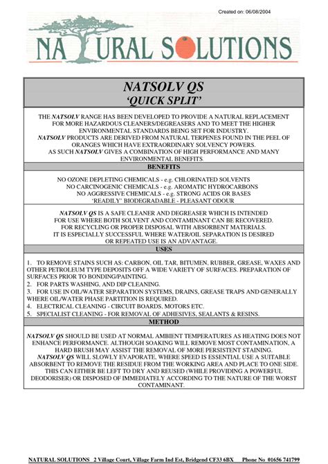 NATSOLV QS MSDS Download