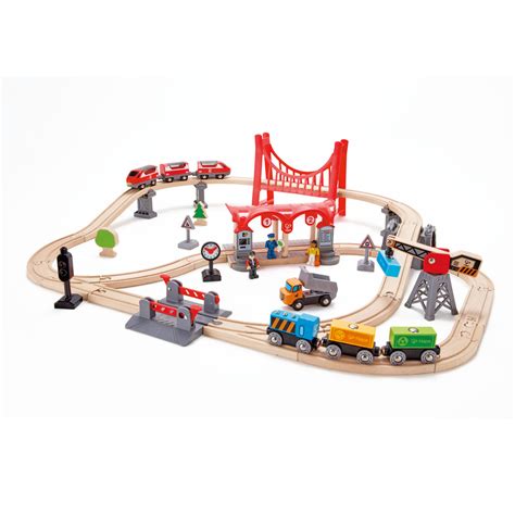 Buy Hape Wooden Train Set: Busy City Rail Set - 51 Pieces - Children ...