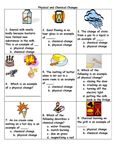 Physical Or Chemical Change Worksheet