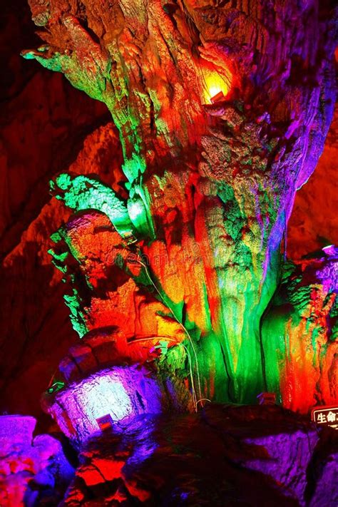 Green-lit Stalagmite Shapes In Soreq Cave, Israel Stock Image - Image ...