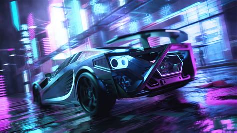 Scifi Neon Cars On Street 4k Scifi Neon Cars On Street 4k wallpapers ...