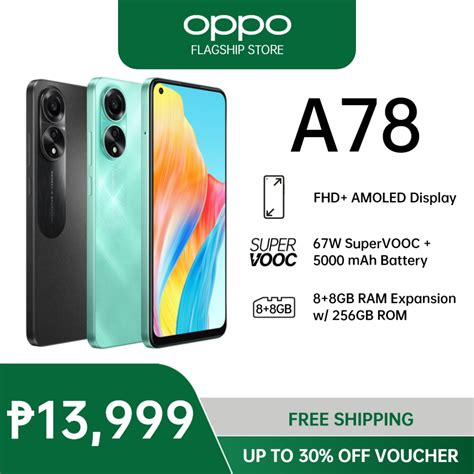 OPPO A78 4G Smartphone 8+8GB Ram Expansion with 256GB Rom 67W SuperVOOC ...