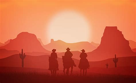 HD wallpaper: Cowboys, Aero, Vector Art, Landscape, Sunset, Riding ...