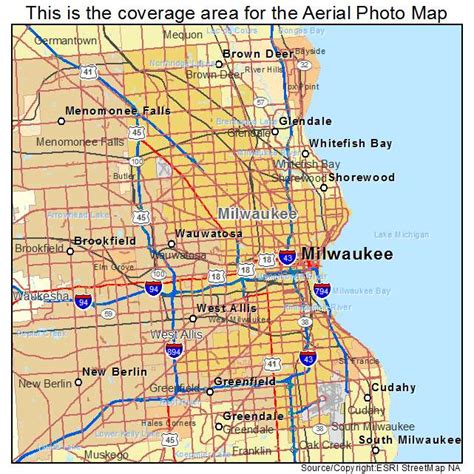 Aerial Photography Map of Milwaukee, WI Wisconsin