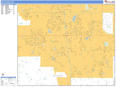 Southaven Mississippi Wall Map (Basic Style) by MarketMAPS - MapSales