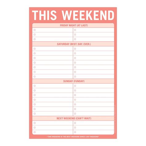 Knock Knock This Weekend Pad is a to-do list notepad for weekend plans ...