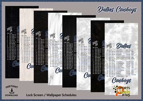 2023-24 Dallas Cowboys Wallpaper Lock Screen Schedule - Etsy