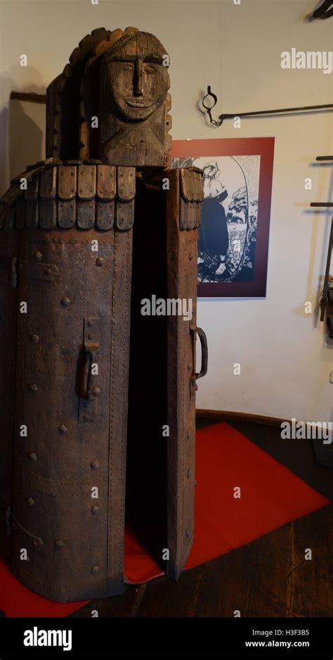 'Iron Maiden' torture device in Bran castle, Romania Stock Photo ...