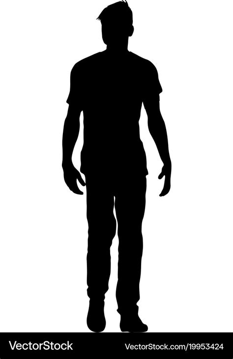 Black silhouette man standing people on white Vector Image