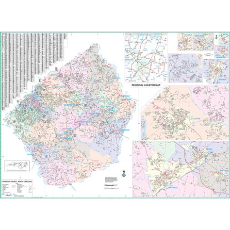 Johnston County, NC Wall Map by Kappa - The Map Shop