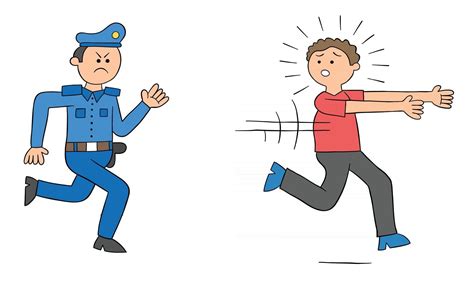 Cartoon Police Chasing Man Vector Illustration 2823158 Vector Art at ...