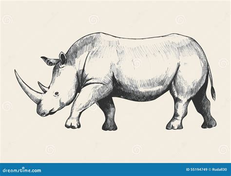 Rhino Sketch stock vector. Illustration of hand, horn - 55194749