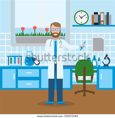 Doctor Lab Funny Smiling Male Doctor Stock Vector (Royalty Free ...