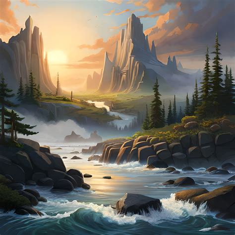 ArtStation - mountains and river nature digital art | Artworks