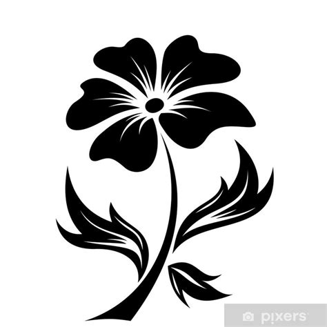 Sticker Black silhouette of flower. Vector illustration. - PIXERS.NET.AU