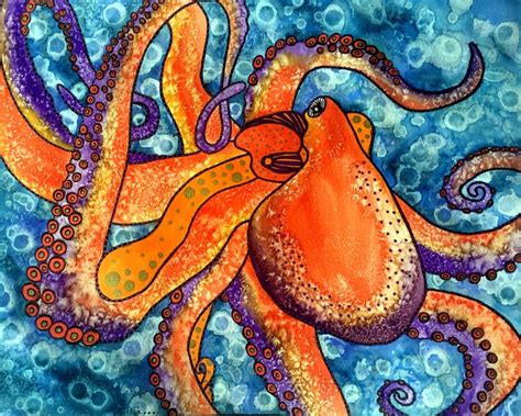 Octopus Watercolor Painting Octopus Art Octopus Print Octopus Wall Art ...