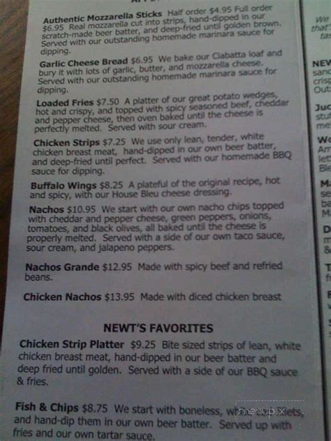 Menu of Newt's South in Rochester, MN 55904