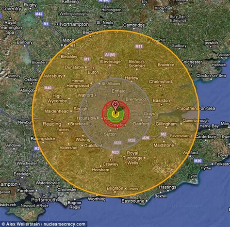 Nuclear Bomb Radius Map