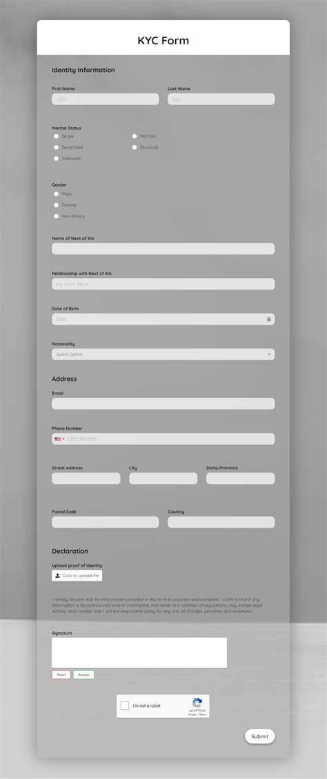 Free Kyc Form Template | Formplus