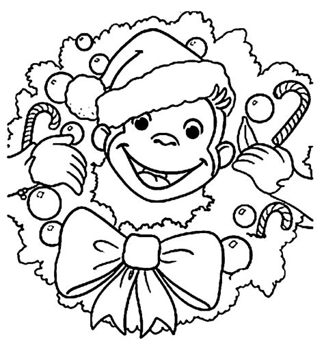 Curious George Christmas Coloring Page - Free Printable Coloring Pages