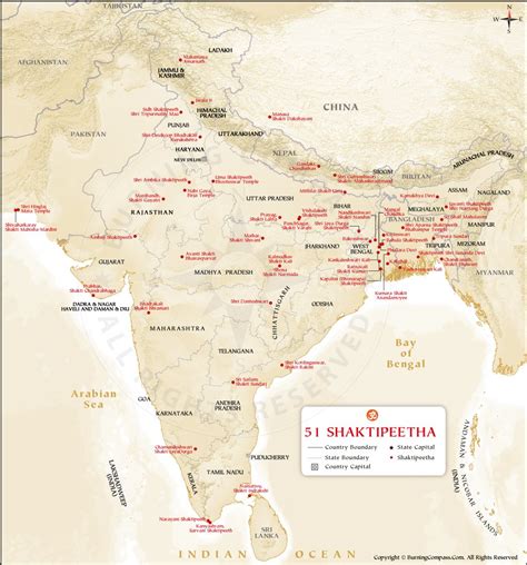 Shaktipeeth Map, 51 Shakti Peeth List