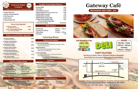 Gateway Cafe menu in Clarksburg, Maryland, USA