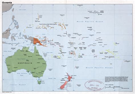 Large detailed political map of Oceania with major cities and capitals ...