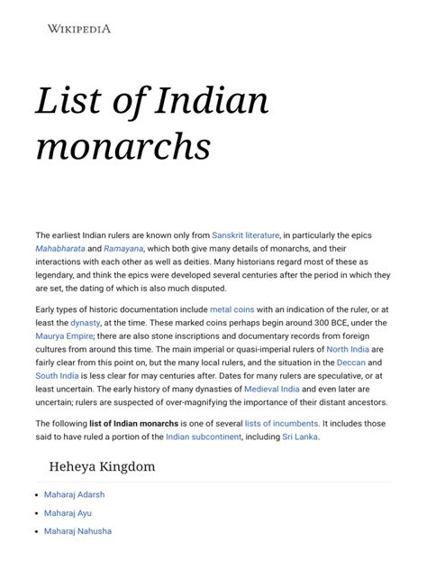 List of Indian Monarchs | PDF | Ancient India