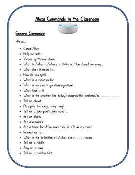 Alexa Commands for the Classroom by Mrs Chambe | TpT