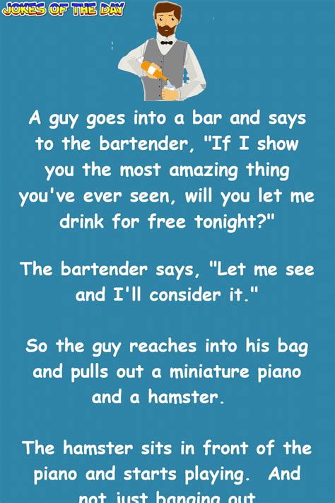 Funny Bar Joke: The bartender is impressed and gives the man free ...