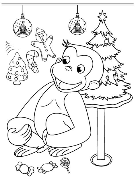 Curious George Christmas – Coloring Pages