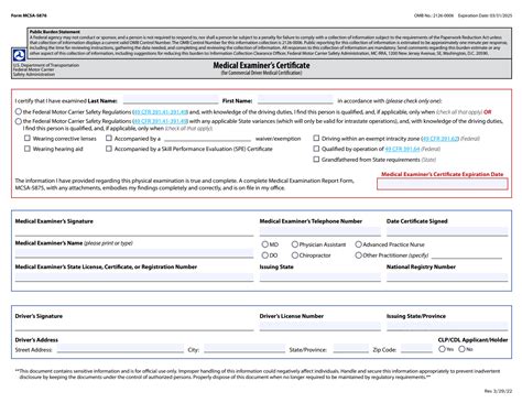 Form MCSA-5876. Medical Examiner's Certificate (MEC) | Forms - Docs - 2023