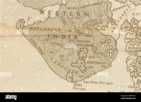 1946 map of Kathiawar Peninsula by National Geographic Stock Photo - Alamy