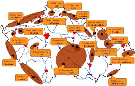 Pohoří a hory v ČR: Mapa – Ke stažení & Online