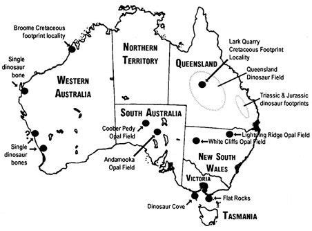 Map - Australia Fossils & Dinosaurs | Australia map, Dinosaur, Dinosaur ...