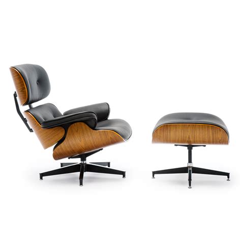 Replica Eames Lounge Chair & Ottoman Brown PU Leather / Walnut Wood