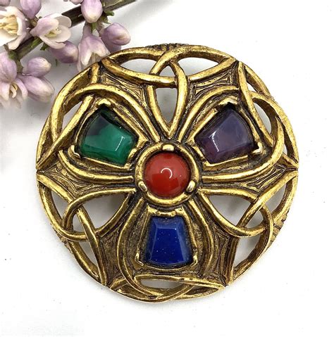 Celtic Gold Tone Brooch by Sol Dor. Vintage, 1980s - Etsy